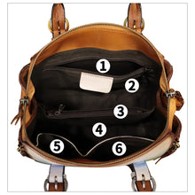 Load image into Gallery viewer, Genuine Leather Handbag for Women Hand Painted Leather Top Handle Purse Handmade Crossbody Satchel Tote Bag