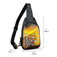Load image into Gallery viewer, Genuine Leather Sling Bag Hand Painted Crossbody Backpack Retro Handmade Chest Shoulder Daypack Fanny Pack Purse