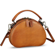 Load image into Gallery viewer, Genuine Leather Crossbody Bag for Women Retro Leather Handmade Small Round Satchel Handbag Circle Purse