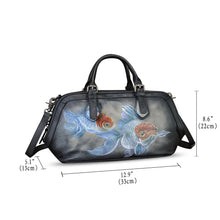 Load image into Gallery viewer, Genuine Leather Satchel for Women Hand Painted Leather Handbag Top Handle Bags Handmade Crossbody Purse Tote Bag