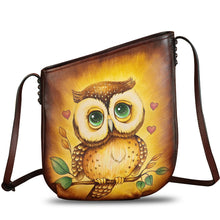 Load image into Gallery viewer, Genuine Leather Crossbody Bag for Women Hand Painted Leather Handmade Crossbody Satchel Purse Handbag