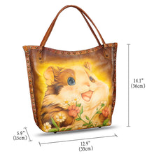 Load image into Gallery viewer, Genuine Leather Shoulder Bag for Women Hand Painted Leather Handbag Handmade Purse Crossbody Work Tote Bag Casual Purse