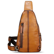 Load image into Gallery viewer, Genuine Leather Sling Bag Embossed Crocodile Pattern Leather Crossbody Sling Backpack Handmade Chest Purse Daypac