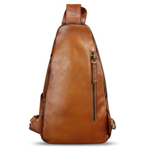 Load image into Gallery viewer, Genuine Leather Silng Bag for Men and Women Vintage Leather Sling Backpack Purse Shoulder Crossbody Bag Chest Bag