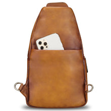 Load image into Gallery viewer, Genuine Leather Silng Bag for Men and Women Vintage Leather Sling Backpack Fashion Shoulder Crossbody Bag Chest Purse