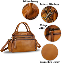 Load image into Gallery viewer, Genuine Leather Handbag for Women Satchel Top Handle Bags Handmade Vintage Crossbody Handbags Retro Purses