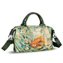 Load image into Gallery viewer, Genuine Leather Satchel for Women Hand Painted Handbag Top Handle Bags Handmade Purse Crossbody Tote Bag