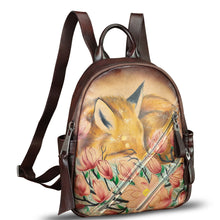 Load image into Gallery viewer, Genuine Leather Backpack for Women Hand Painted Knapsack Purse Handmade Rucksack Casual Daypack