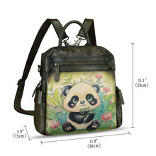 Load image into Gallery viewer, Genuine Leather Backpack for Women Hand Painted Knapsack Purse Handmade Rucksack Casual College Bag Convertible Daypack
