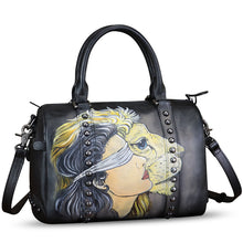 Load image into Gallery viewer, Genuine Leather Satchel for Women Hand Painted Leather Handbag Top Handle Bags Handmade Purse Crossbody Tote Bag