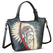 Load image into Gallery viewer, Genuine Leather Handbag Satchel for Women Hand Painted Leather Handmade Work Tote Casual Shoulder Purse Bag