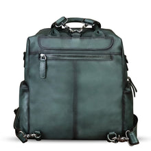 Load image into Gallery viewer, Genuine Leather Backpack for Women Hand Painted Knapsack Purse Handmade Rucksack Casual College Bag Convertible Daypack
