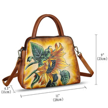 Load image into Gallery viewer, Genuine Leather Handbag for Women Hand Painted Leather Top Handle Satchel Handmade Crossbody Purse