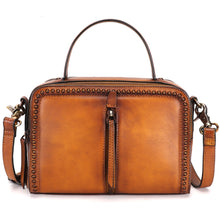 Load image into Gallery viewer, Genuine Leather Small Satchel Purses and Handbags Shoulder Bag for Women Vintage Real Leather Crossbody Purse with Strap