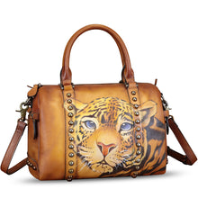 Load image into Gallery viewer, Genuine Leather Satchel for Women Hand Painted Leather Handbag Top Handle Bags Handmade Purse Crossbody Tote Bag