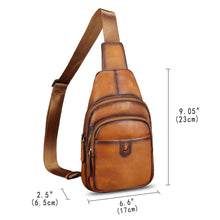 Load image into Gallery viewer, Genuine Leather Sling Bag for Men and Women Sling Backpack Purses Shoulder Crossbody Bag Chest Bag Fanny Pack