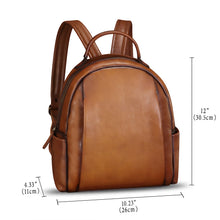 Load image into Gallery viewer, IVTG Genuine Leather Backpack for Women Knapsack Vintage Fashion Bookbag Handmade Casual Satchel Daypacks Purse
