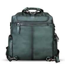Load image into Gallery viewer, Genuine Leather Backpack for Women Hand Painted Knapsack Purse Handmade Rucksack Casual College Bag Convertible Daypack