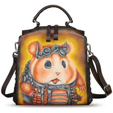 Load image into Gallery viewer, Genuine Leather Satchel for Women Hand Painted Purse Crossbody Handbag Top Handle Bags Handmade Convertible Backpack