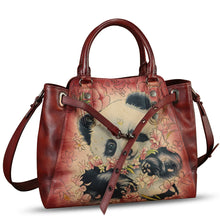 Load image into Gallery viewer, Genuine Leather Handbag Satchel for Women Hand Painted Handmade Crossbody Work Tote Bag Casual Shoulder Purses