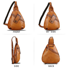 Load image into Gallery viewer, Genuine Leather Sling Bag for Men and Women Classical Real Leather Sling Backpack Purse Crossbody Bag for iPad Pro 11 inch
