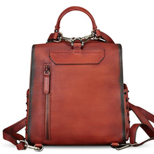 Load image into Gallery viewer, Genuine Leather Satchel for Women Hand Painted Purse Crossbody Handbag Top Handle Bags Handmade Convertible Backpack