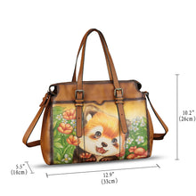 Load image into Gallery viewer, Genuine Leather Satchel for Women Hand Painted Pattern Handbag Top Handle Bags Handmade Crossbody Purse Work Tote
