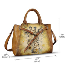 Load image into Gallery viewer, Genuine Leather Handbag Satchel for Women Hand Painted Handmade Crossbody Work Tote Bag Casual Shoulder Purses