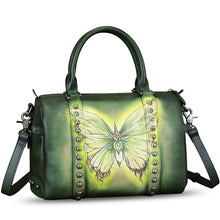 Load image into Gallery viewer, Genuine Leather Satchel for Women Hand Painted Leather Handbag Top Handle Bags Handmade Purse Crossbody Tote Bag