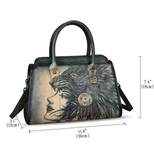 Load image into Gallery viewer, Genuine Leather Satchel for Women Hand Painted Handbag Purse Top Handle Bags Handmade Purse Crossbody Tote Bag