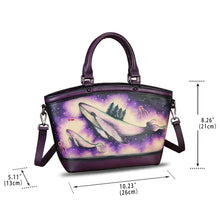 Load image into Gallery viewer, Genuine Leather Handbag Purse for Women Hand Painted Shoulder Handbag Handmade Purse Crossbody Work Tote Casual Bag