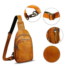 Load image into Gallery viewer, Genuine Leather Sling Bag for Women and Men Vintage Handmade Leather Sling Backpack Shoulder Crossbody Bag Chest Purse