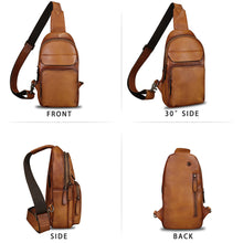 Load image into Gallery viewer, Genuine Leather Sling Bag Crossbody Motorcycle Bag Handmade Chest Bag Hiking Daypack Retro Shoulder Backpacks