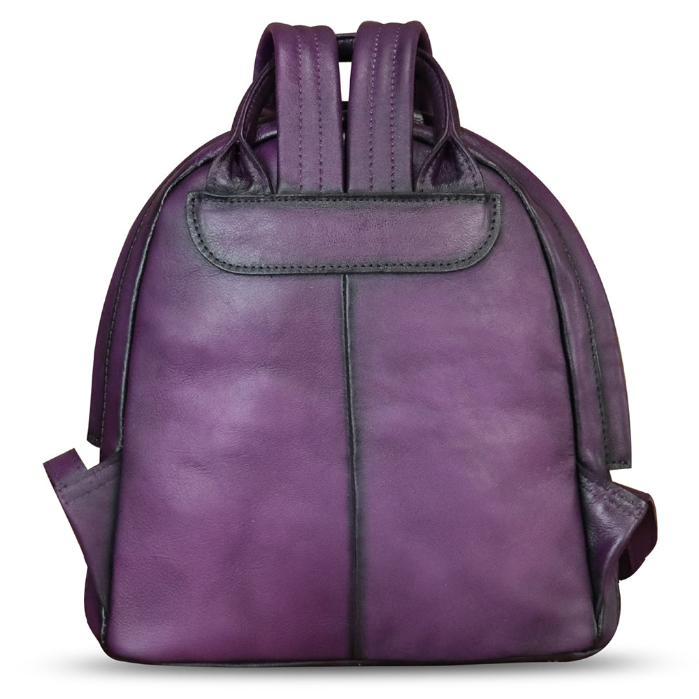 Genuine Leather Hand Painted Backpack for Women Retro College Knapsack Daypack Genuine Leather Backpack for Women Hand Painted Knapsack  main image 3