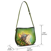 Load image into Gallery viewer, Genuine Leather Shoulder Bag for Women Hand Painted Handbag Handmade Purse Crossbody Sling Purse Casual Daypack