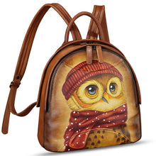 Load image into Gallery viewer, Genuine Leather Backpack for Women Hand Painted Purse Retro Leather Handmade College Knapsack Rucksack Casual Daypack