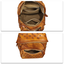 Load image into Gallery viewer, Genuine Leather Backpack Purse for Women Vintage Small Casual Daypack Handmade Western Leather Rucksack Knapsack