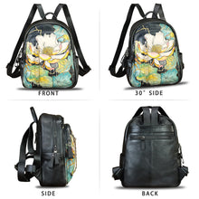 Load image into Gallery viewer, Genuine Leather Backpack for Women Hand Painted Rivet Knapsack Purse Handmade Rucksack Casual Daypack