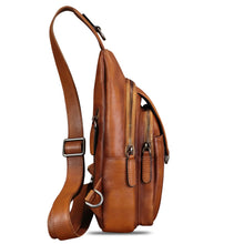 Load image into Gallery viewer, Genuine Leather Sling Bag for Women and Man Handmade Retro Hiking Crossbody Backpack Purse Chest Shoulder Daypack