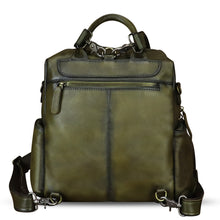 Load image into Gallery viewer, Genuine Leather Backpack for Women Hand Painted Knapsack Purse Handmade Rucksack Casual College Bag Convertible Daypack