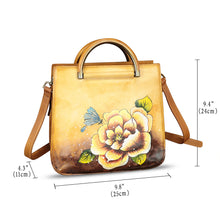 Load image into Gallery viewer, Genuine Leather Satchel for Women Hand Painted Leather Handbag Top Handle Bags Handmade Purse Crossbody Bag Purse
