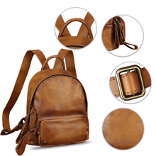 Load image into Gallery viewer, Genuine Leather Backpack for Women Vintage Soft Real Leather Knapsack Purse Fashion Satchel Rucksack Daypack Bag