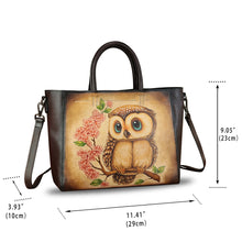 Load image into Gallery viewer, Genuine Leather Handbag Satchel for Women Hand Painted Pattern Leather Handmade Work Tote Bag Casual Shoulder Purse