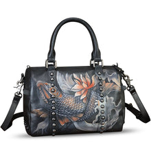 Load image into Gallery viewer, Genuine Leather Satchel for Women Hand Painted Leather Handbag Top Handle Bags Handmade Purse Crossbody Tote Bag