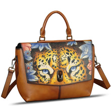 Load image into Gallery viewer, Genuine Leather Satchel for Women Hand Painted Handbag Top Handle Bags Handmade Purse Crossbody Tote Bag Purse
