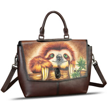 Load image into Gallery viewer, Genuine Leather Satchel for Women Hand Painted Handbag Top Handle Bags Handmade Purse Crossbody Tote Bag Purse