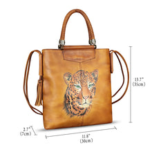 Load image into Gallery viewer, Genuine Leather Handbag for Women Hand Painted Leather Top Handle Bag Handmade Crossbody Purse Work Tote Bag
