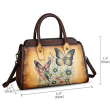 Load image into Gallery viewer, Genuine Leather Satchel for Women Hand Painted Handbag Purse Top Handle Bags Handmade Purse Crossbody Tote Bag