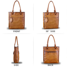 Load image into Gallery viewer, Genuine Leather Handbag Purses for Women Top Handle Bag Lady Work Tote Bags Retro Satchel
