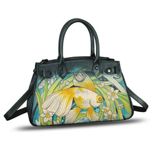 Load image into Gallery viewer, Genuine Leather Satchel for Women Hand Painted Leather Handbag Top Handle Bags Handmade Crossbody Purse Work Tote